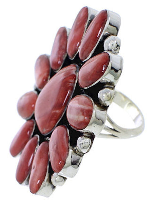 Large Statement Silver Southwest Red Oyster Ring Size 8-1/2 YX36032